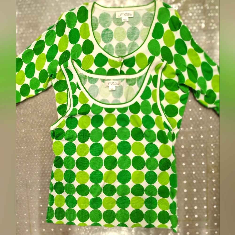 Y2K  '90's GREEN DOT TWIN SET - SHELL TANK TOP & SWEATER WOMEN'S sz S,JOSEPHINE